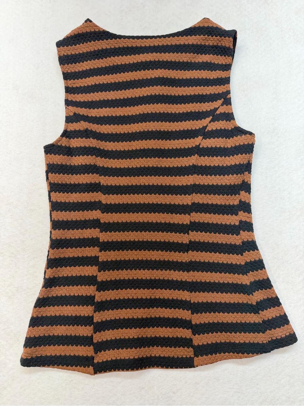 Maeve Striped Knit Button-Front Sleeveless Top  - Brown & Black - Picture 5 of 9